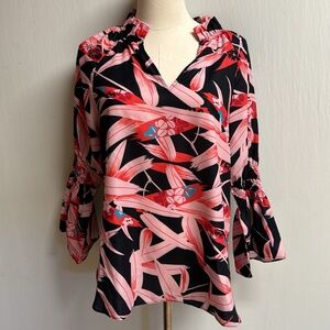 Jade Melody Tam Vibrant Floral Blouse‎ Size XS